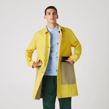 Lacoste Lightweight Water-Resistant Reversible Twill Coat - Kabáty Pánské Béžový / Žluté | CZ-LMS5vq